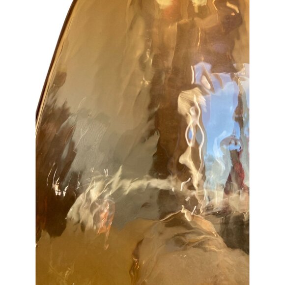 Amber Glass Art Vase With Unique Cutout Design - Picture 7 of 7